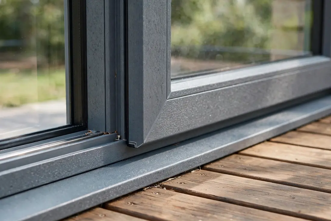Black aluminum-frame windows on a contemporary home exterior